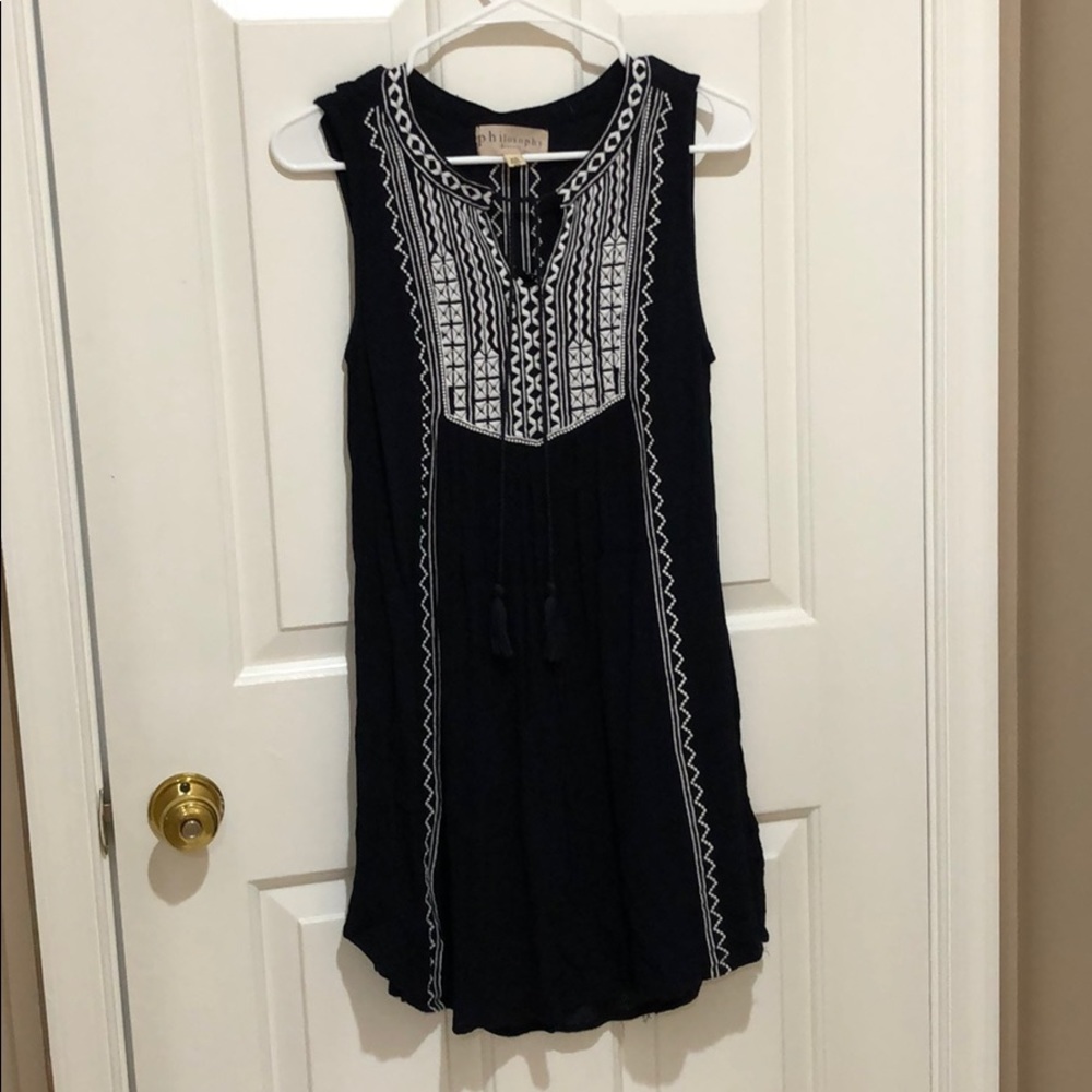 Embroidered Navy Blue Dress